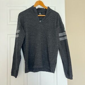 Kuhl 100% Merino Wool Charcoal Zip-Up Long Sleeve with Gray Stripes